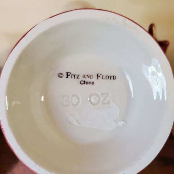 Fitz and Floyd Christmas Rose Hand Painted Tea Set 1995 - Picture 6 of 15